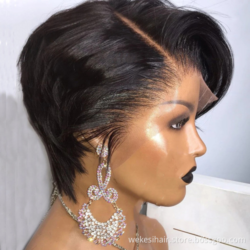 Pixie Cut Wig Short Curly Human Hair Wigs Cheap 13X1 Transparent Lace Wig